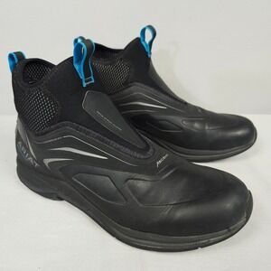 Ariat Ascent H20 Paddock Riding Boots Men 8.5 Black Leather Waterproof Pull On